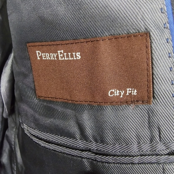 Perry Ellis Blazer Sports Coat Mens Sz 42 Striped Gray City Fit 2button New - Picture 12 of 16